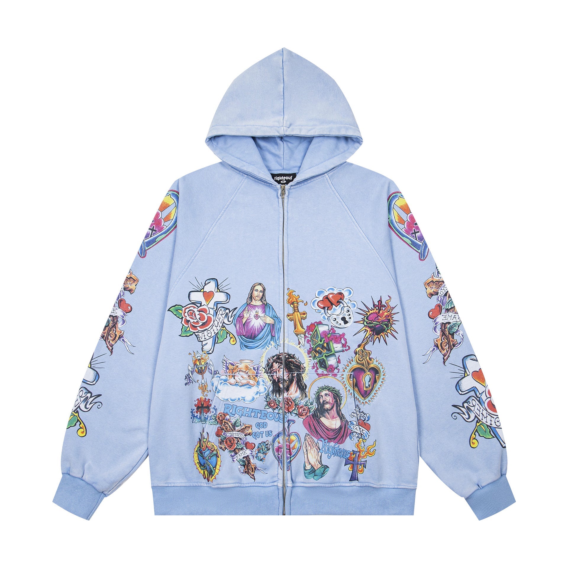 Righteous Risen King Zip Up Hoodie Blue