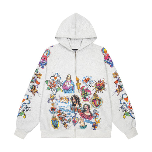 Righteous Risen King Zip Up Hoodie Grey