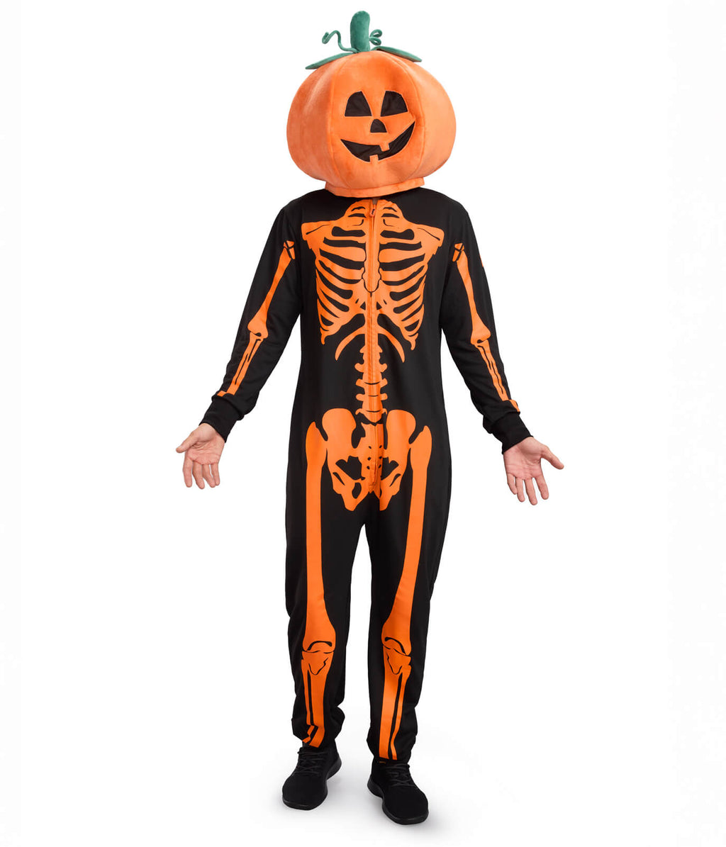 Men's Pumpkin Head Skeleton Costume