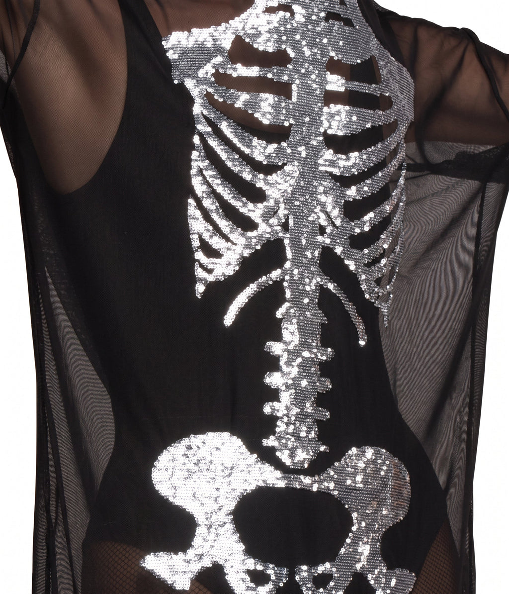 Silver Skeleton Mesh Costume Dress