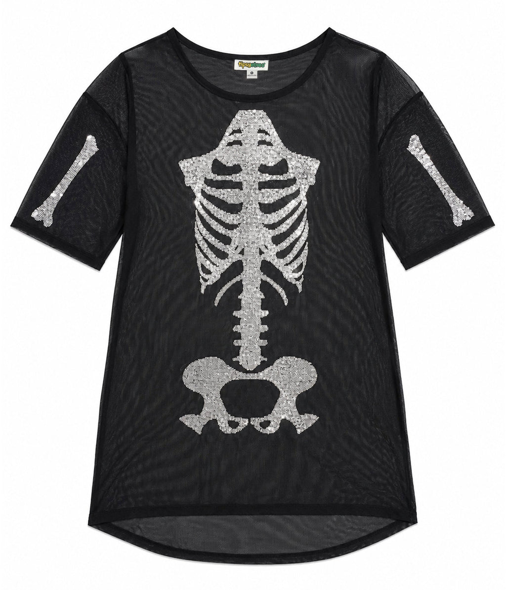 Silver Skeleton Mesh Costume Dress