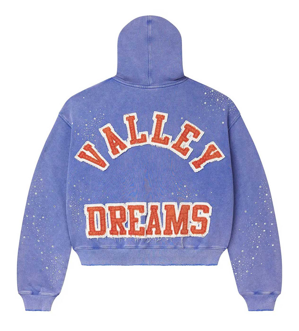 Valley Dreams Washed Purple Speckled Crest Zip Hoodie