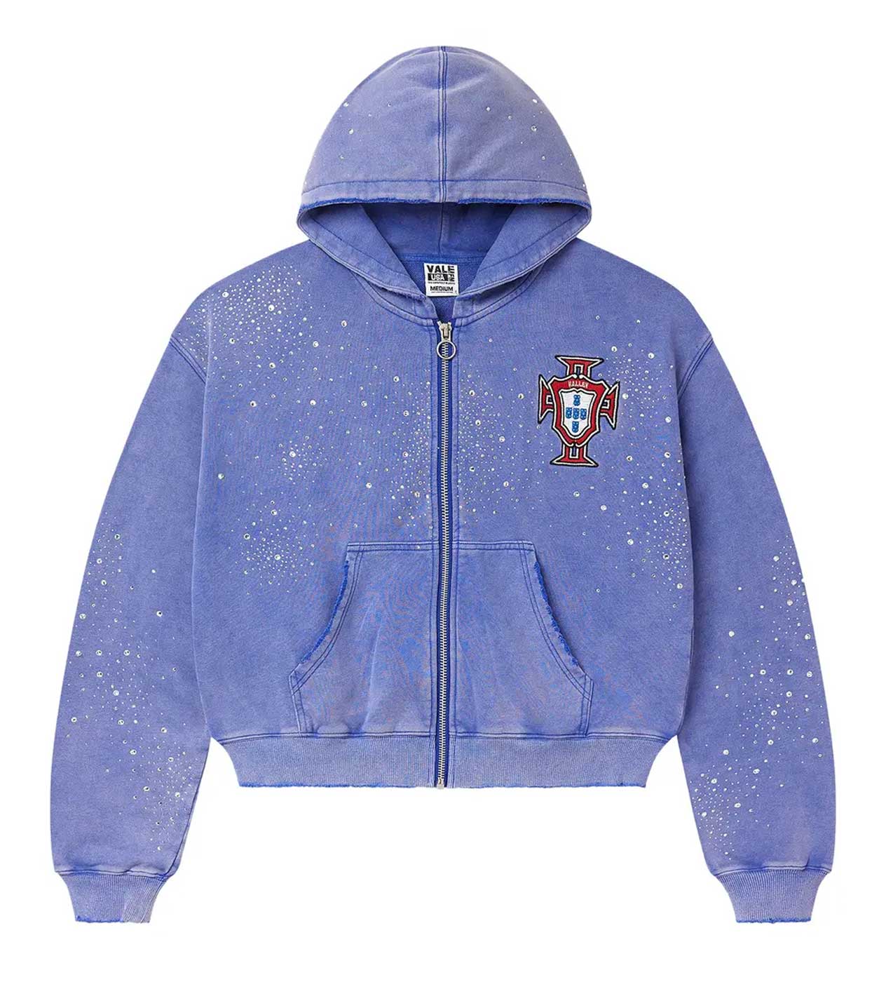 Valley Dreams Washed Purple Speckled Crest Zip Hoodie