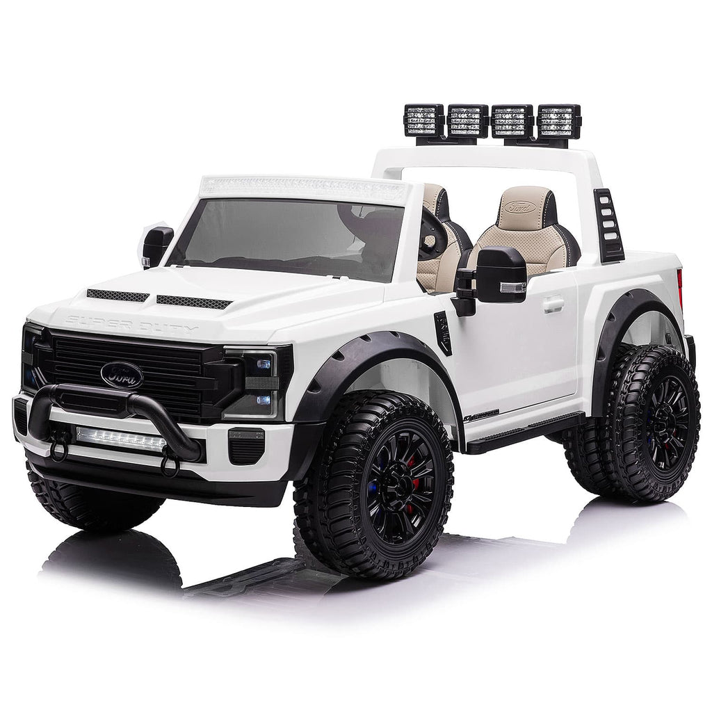 Ford F450 Custom Edition 24V Kids Ride-On Car Truck with R/C Parental Remote | White