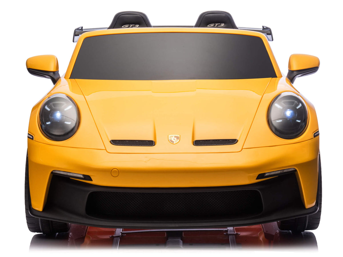 24V Porsche 911 GT3 Kids 2-Seater Ride On Car - Yellow