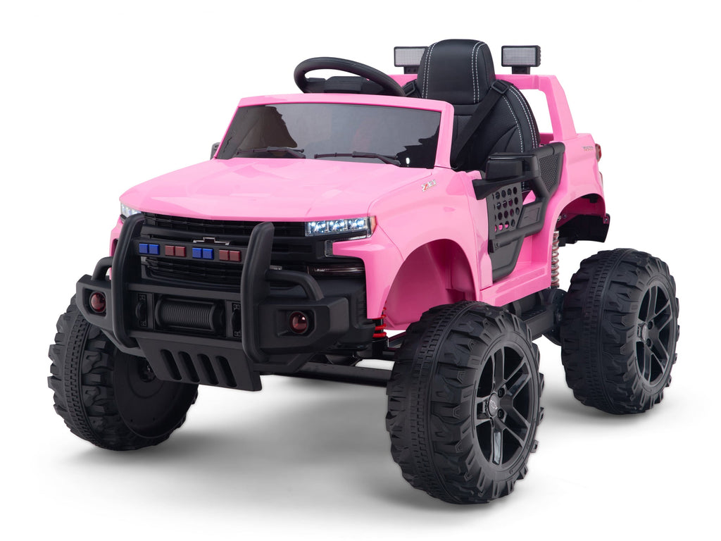 24V Chevrolet Silverado Lifted Ride On Truck with Remote Control – Pink
