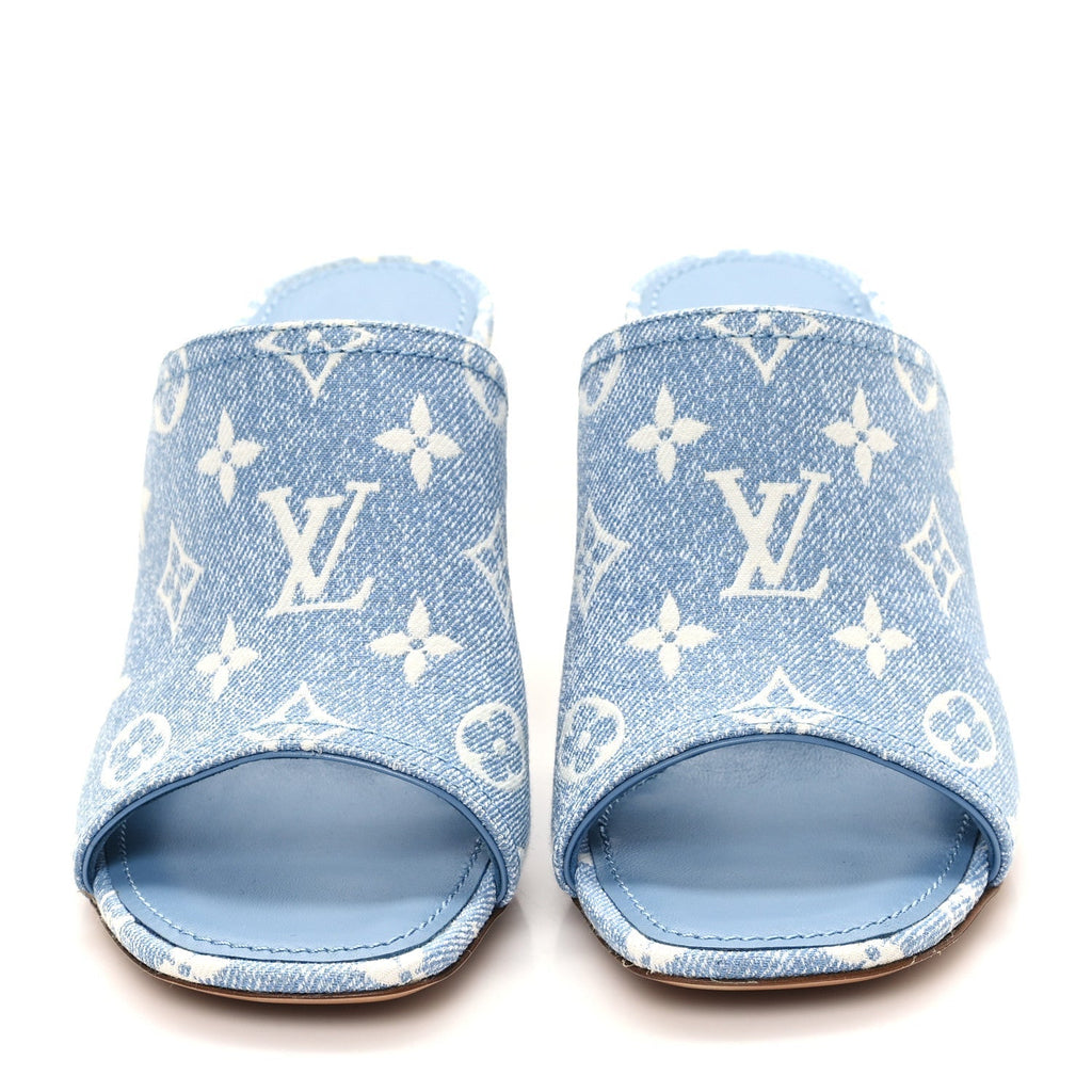 Denim Monogram Silhouette Mules 37 Blue
