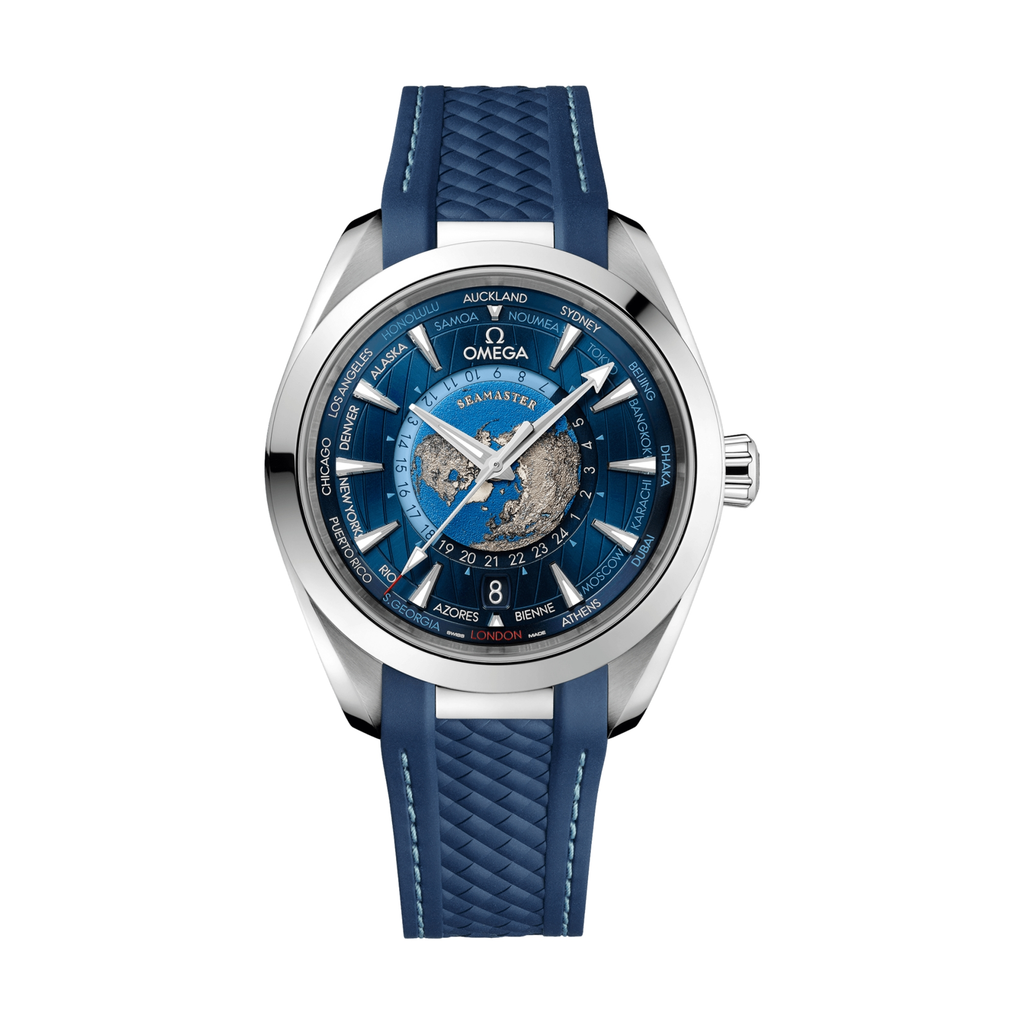 Seamaster Aqua Terra 150M GMT Worldtimer 43mm - Blue on Rubber Strap