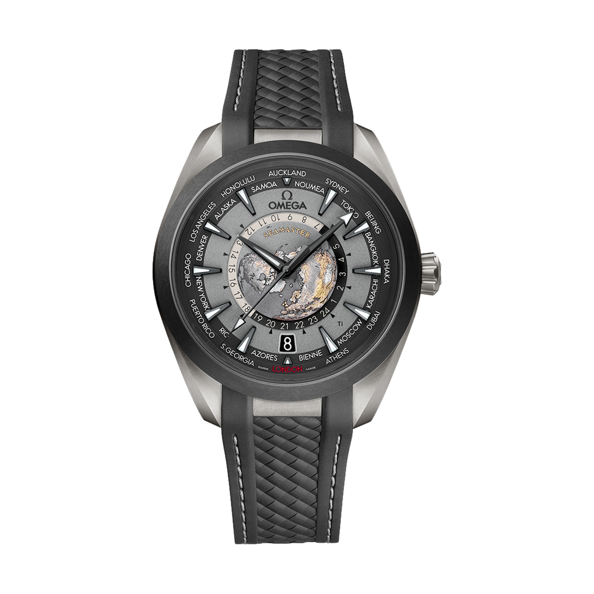 Seamaster Aqua Terra 150M GMT Worldtimer 43mm - Grey on Rubber Strap