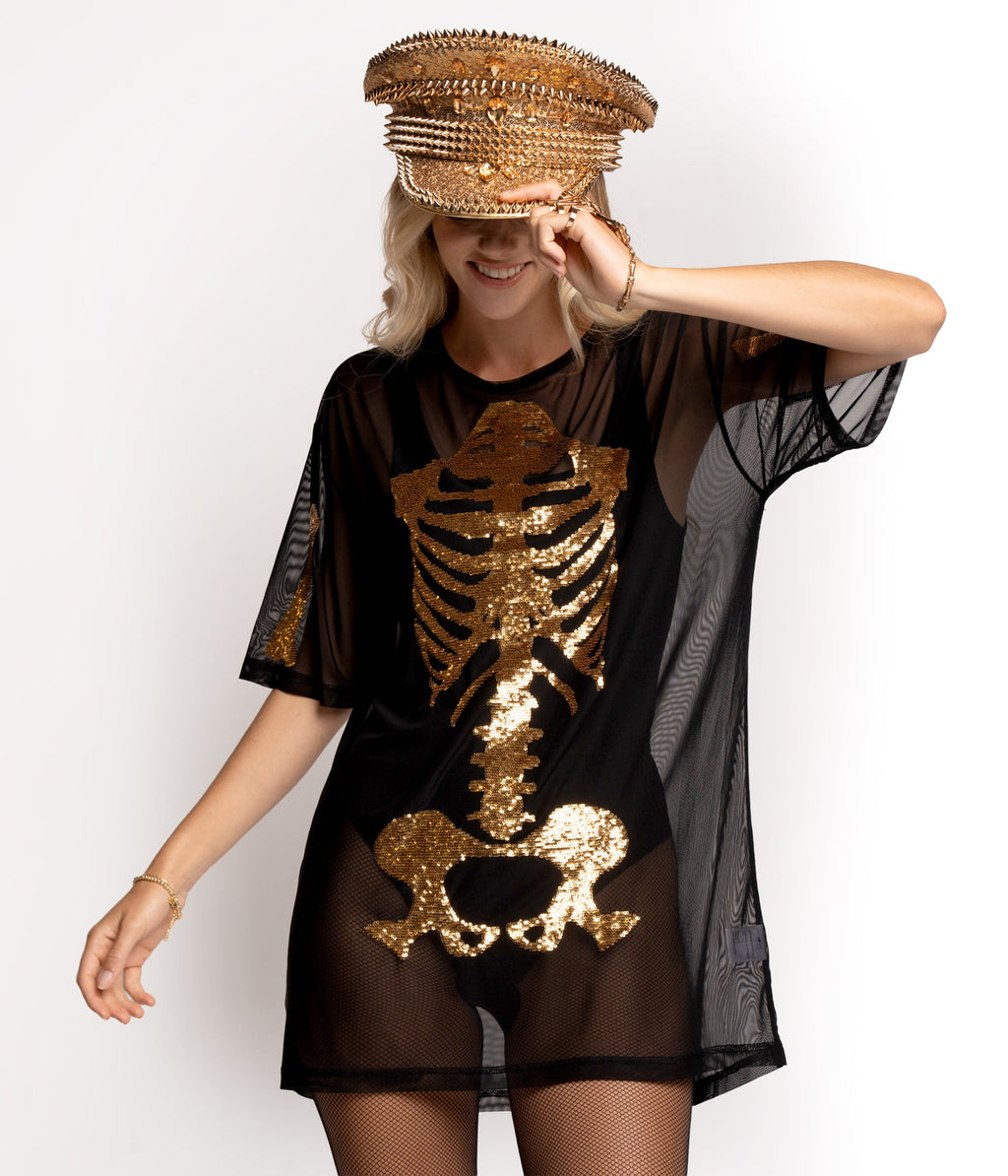 Gold Skeleton Mesh Costume Dress