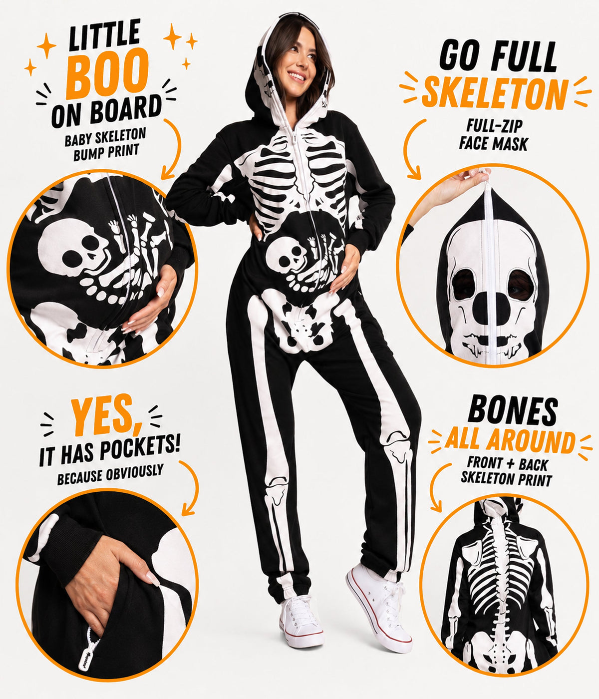 Women's Pregnant Skeleton Maternity Costume